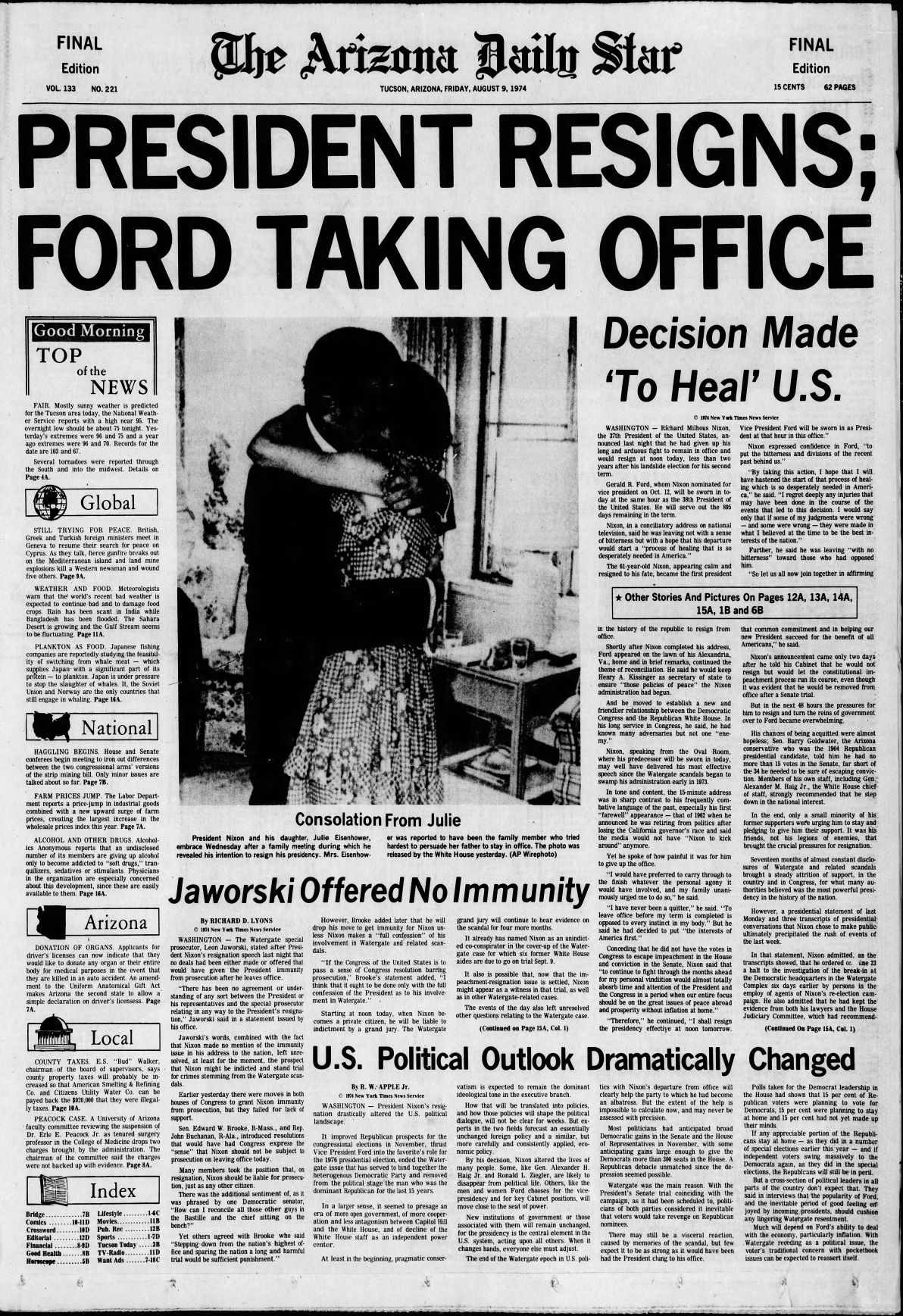 Aug. 9, 1974: President Nixon resigns